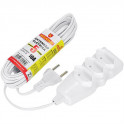 EXTENSAO ELETRICA 3 TOMADAS 10A 250V 5m 2P BIVOLT BRANCA MEGATRON